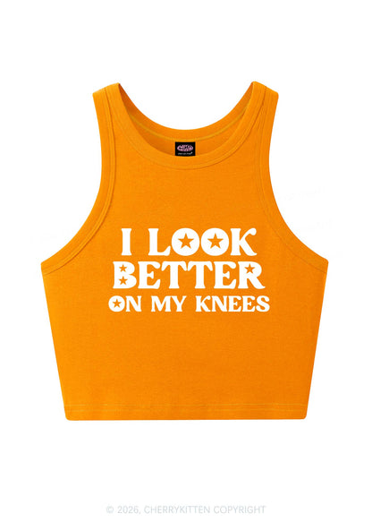 I Look Better On My Knees Y2K Crop Tank Top Cherrykitten