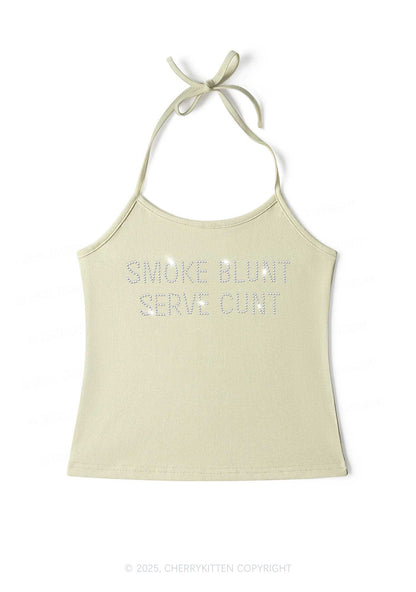 Rhinestone Smoke Blunt Y2K Halter Neck Cami Cherrykitten