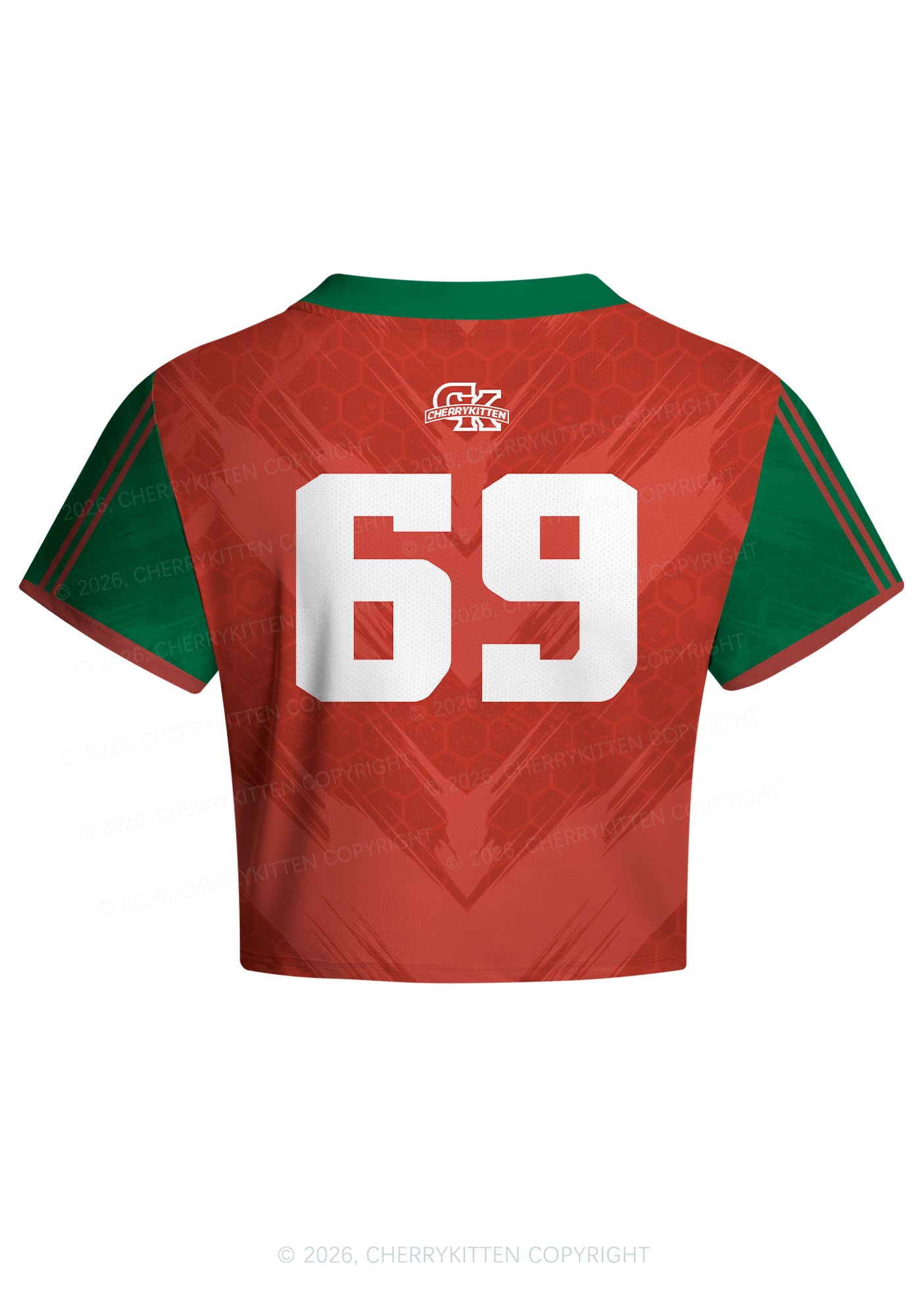 Custom Text Red Green Y2K Crop Football Jersey Shirts Cherrykitten