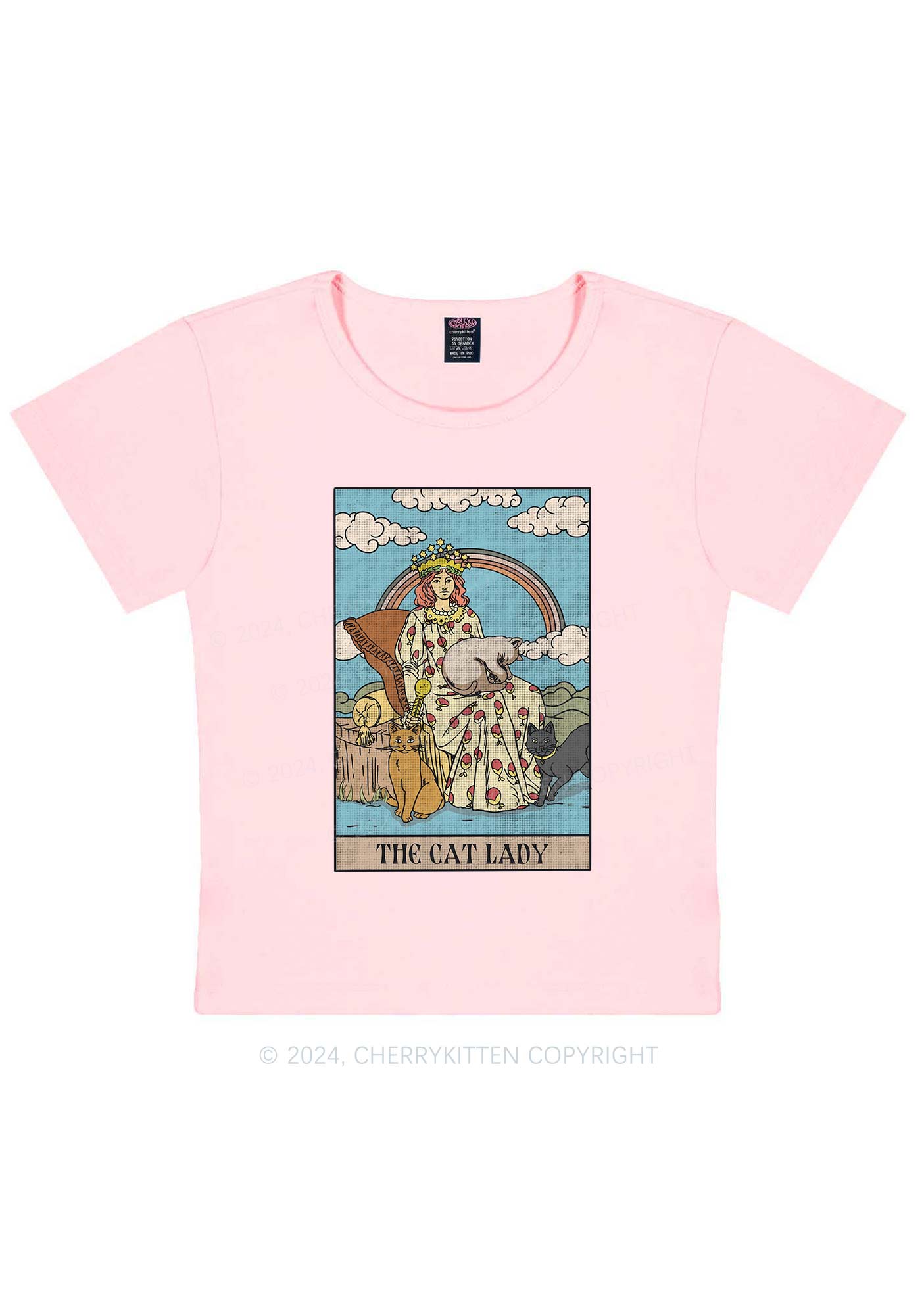 The Cat Lady Y2K Baby Tee Cherrykitten