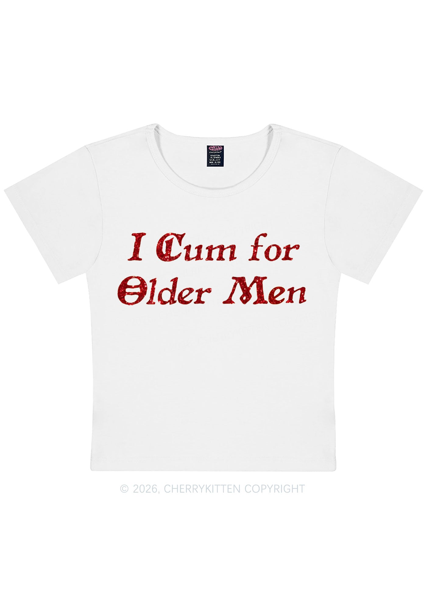 Glitter Come For Older Men Y2K Baby Tee Cherrykitten