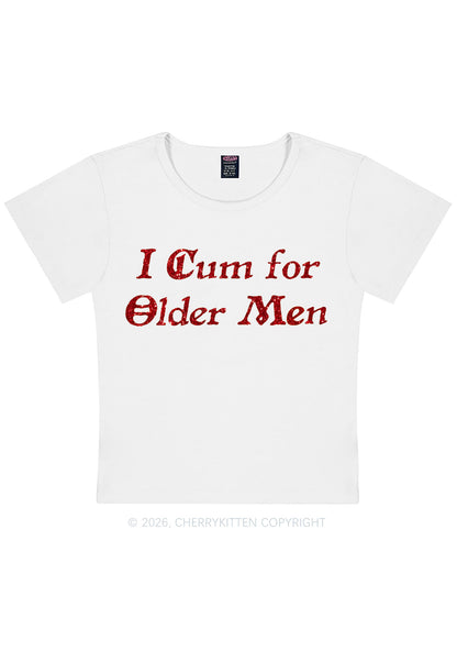 Glitter Come For Older Men Y2K Baby Tee Cherrykitten