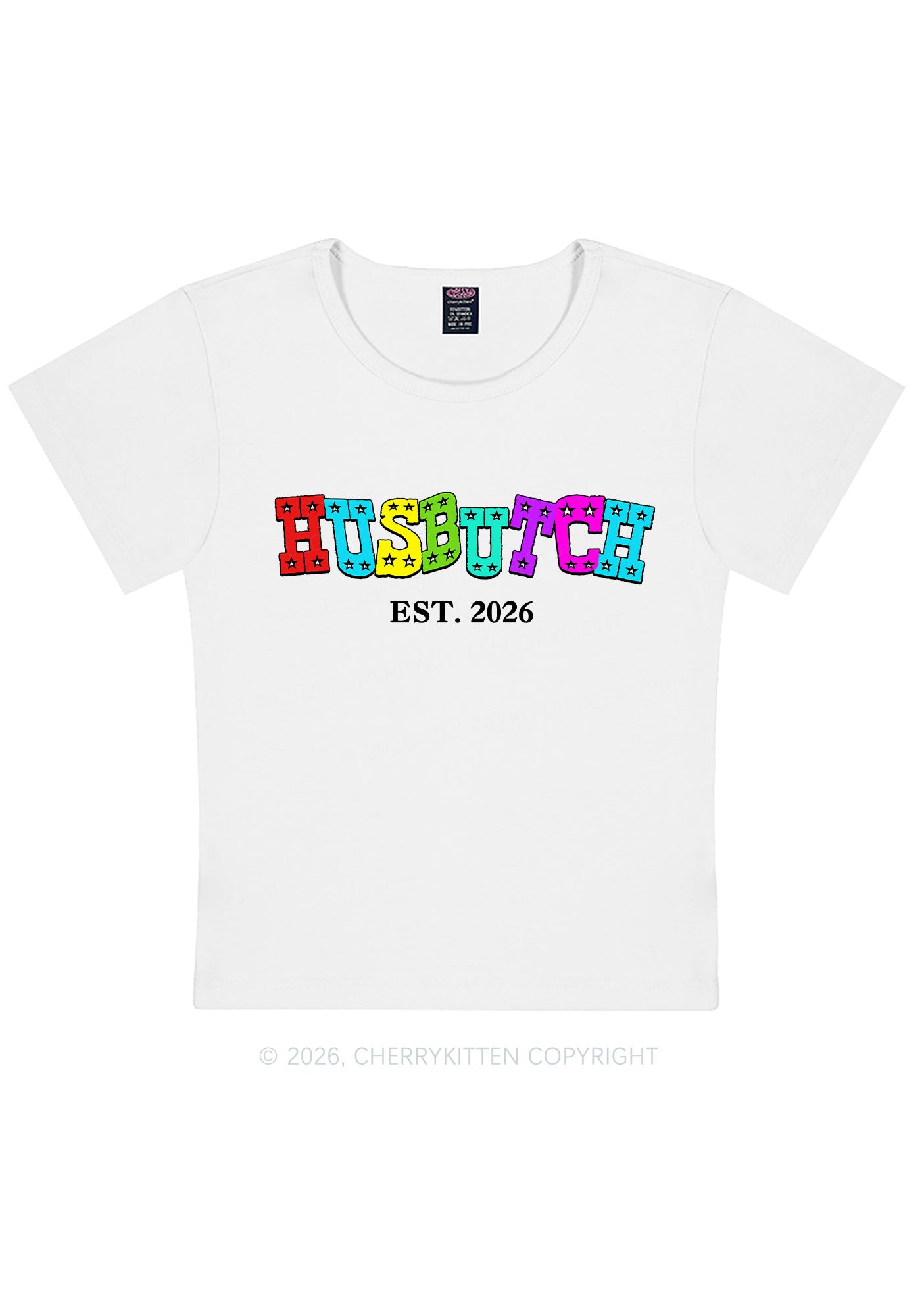 Custom Year Rainbow Husbutch Pride Y2K Baby Tee Cherrykitten