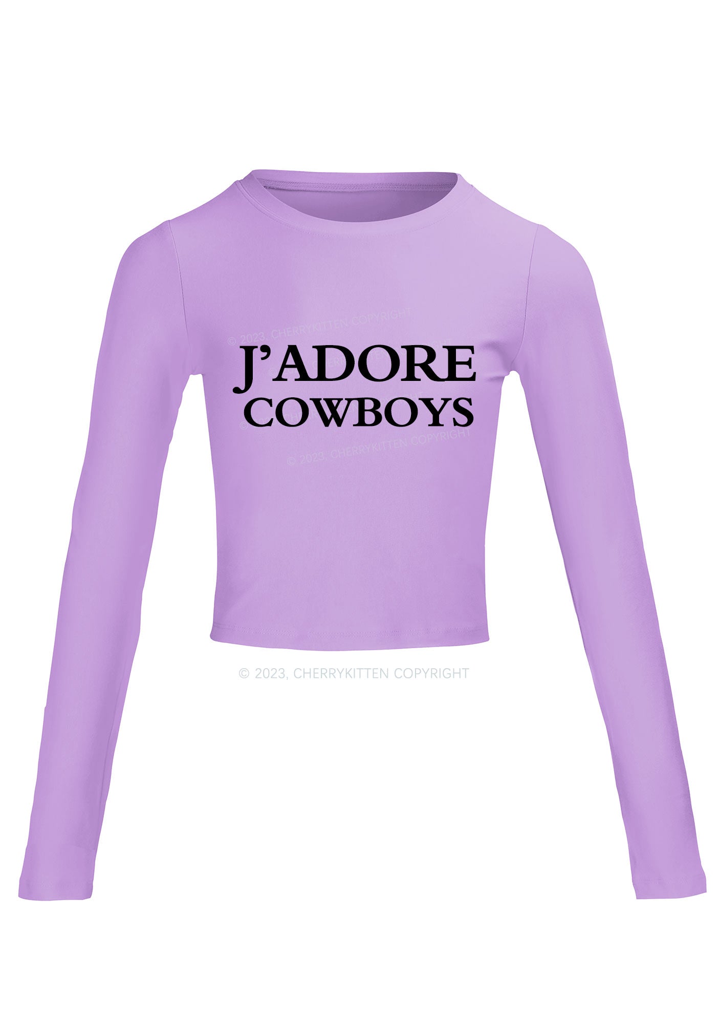 J'adore Cowboys Long Sleeve Crop Top Cherrykitten