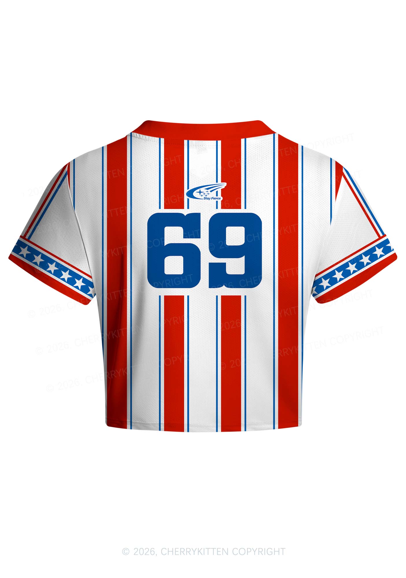 Custom Text Red White Stripes Y2K Crop Football Jersey Shirts Cherrykitten