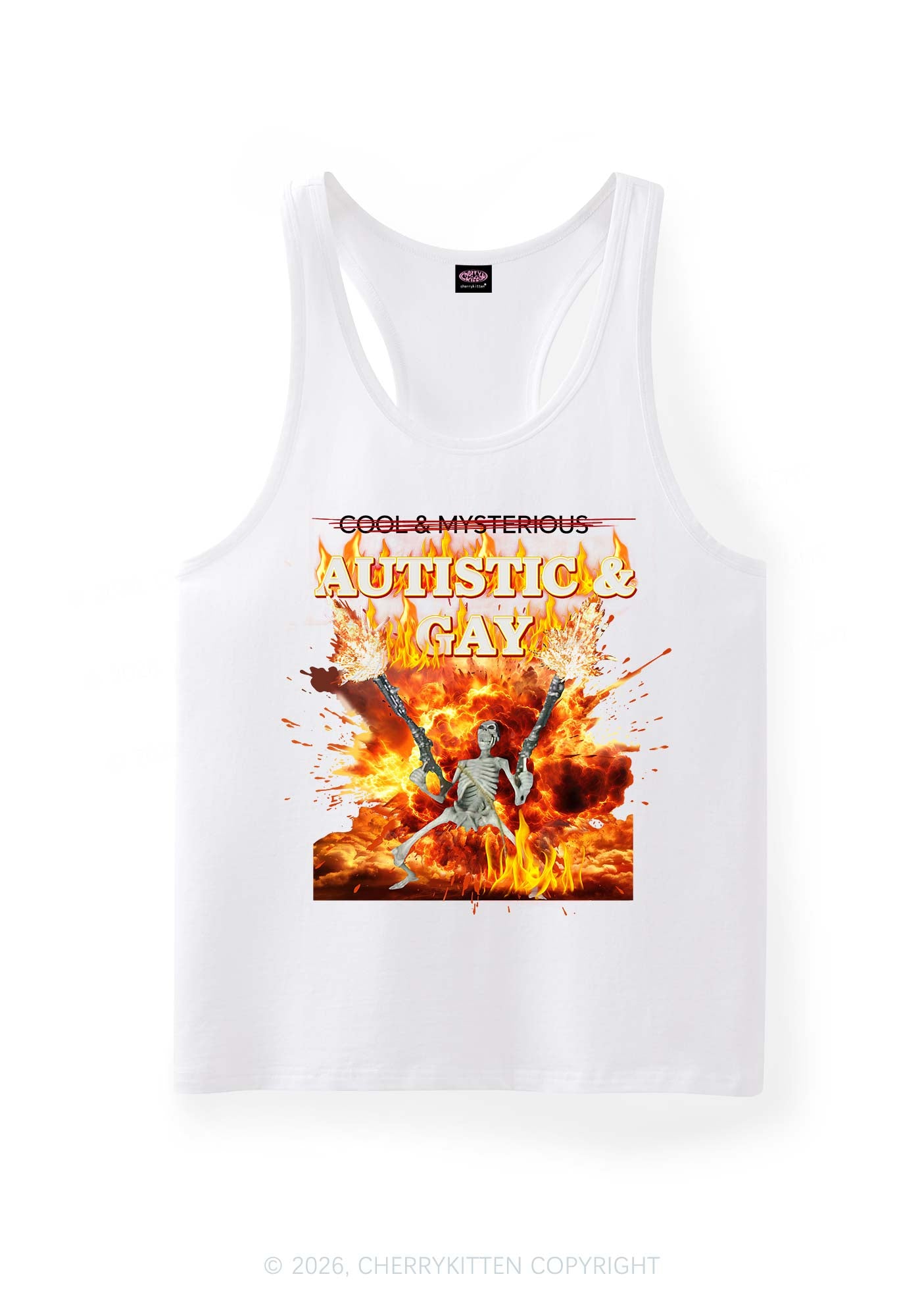 Autistic Gay Skeleton Pride Y2K Men Racerback Tank Top Cherrykitten