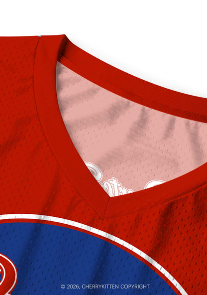 Red Blue Color Block PR Y2K Sport Jersey Tank Cherrykitten
