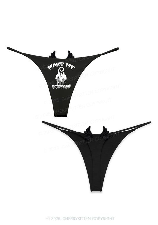 Halloween Make Me Scream Y2K Goth Angel Wings Bikini String Thong Cherrykitten