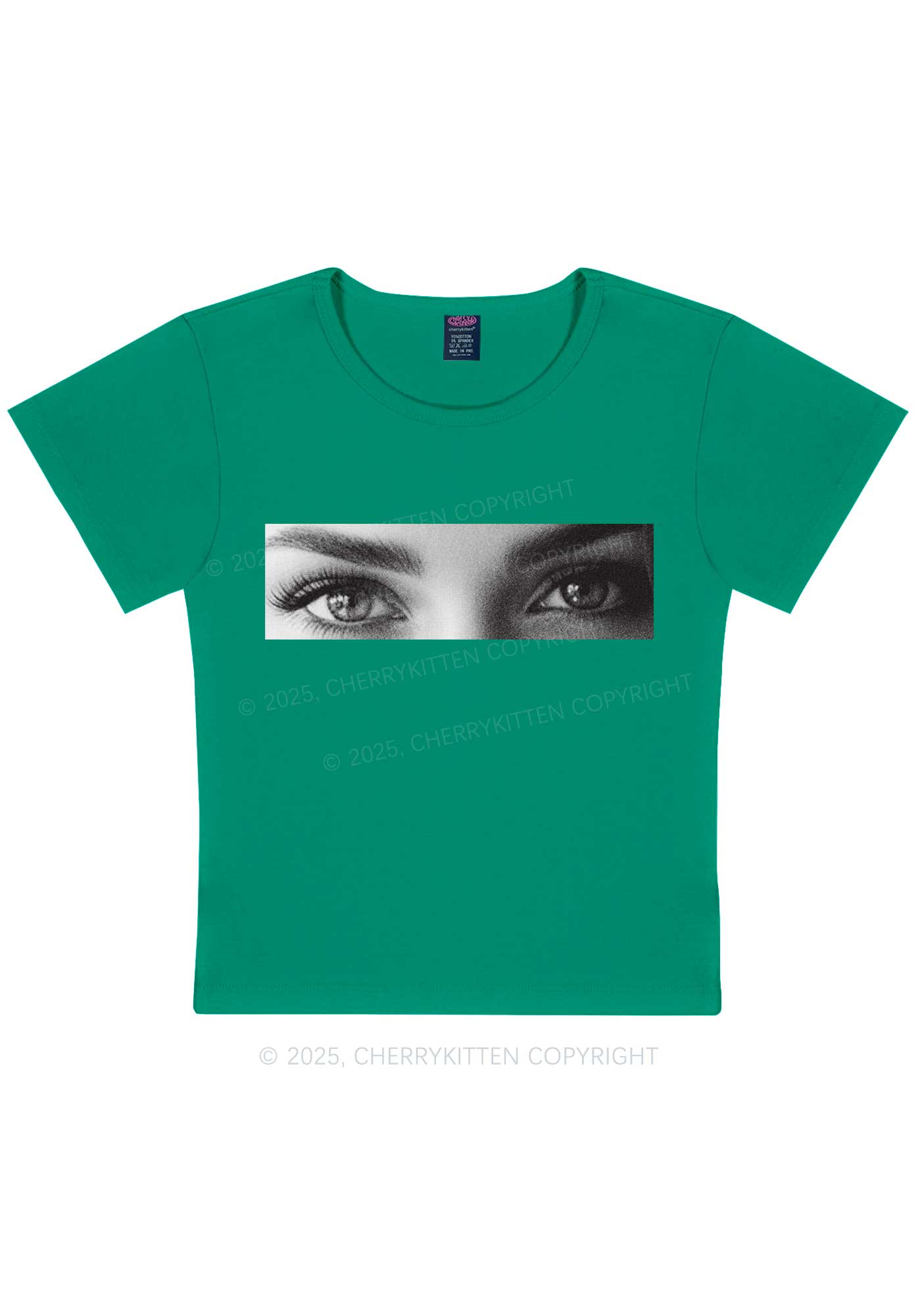Custom Eyes Y2K Baby Tee Cherrykitten