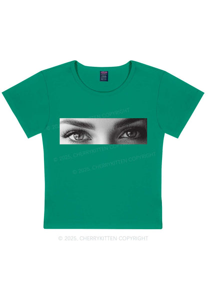 Custom Eyes Y2K Baby Tee Cherrykitten