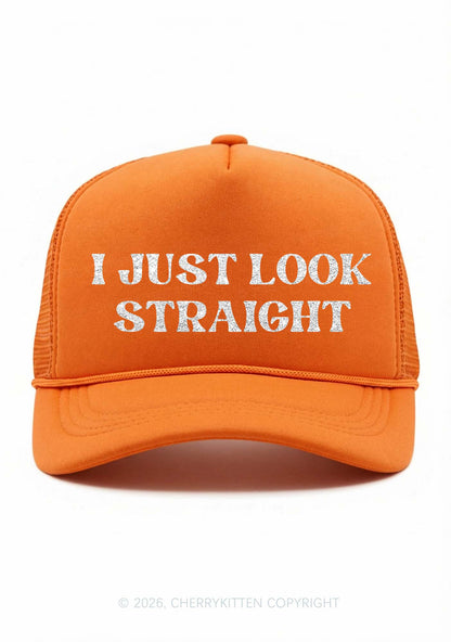 Glitter I Just Look Straight Pride Y2K Trucker Hat Cherrykitten