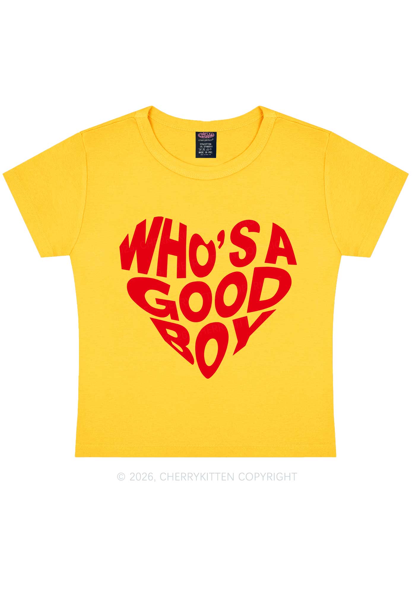 Whos A Good Boy Valentine's Day Y2K Baby Tee Cherrykitten