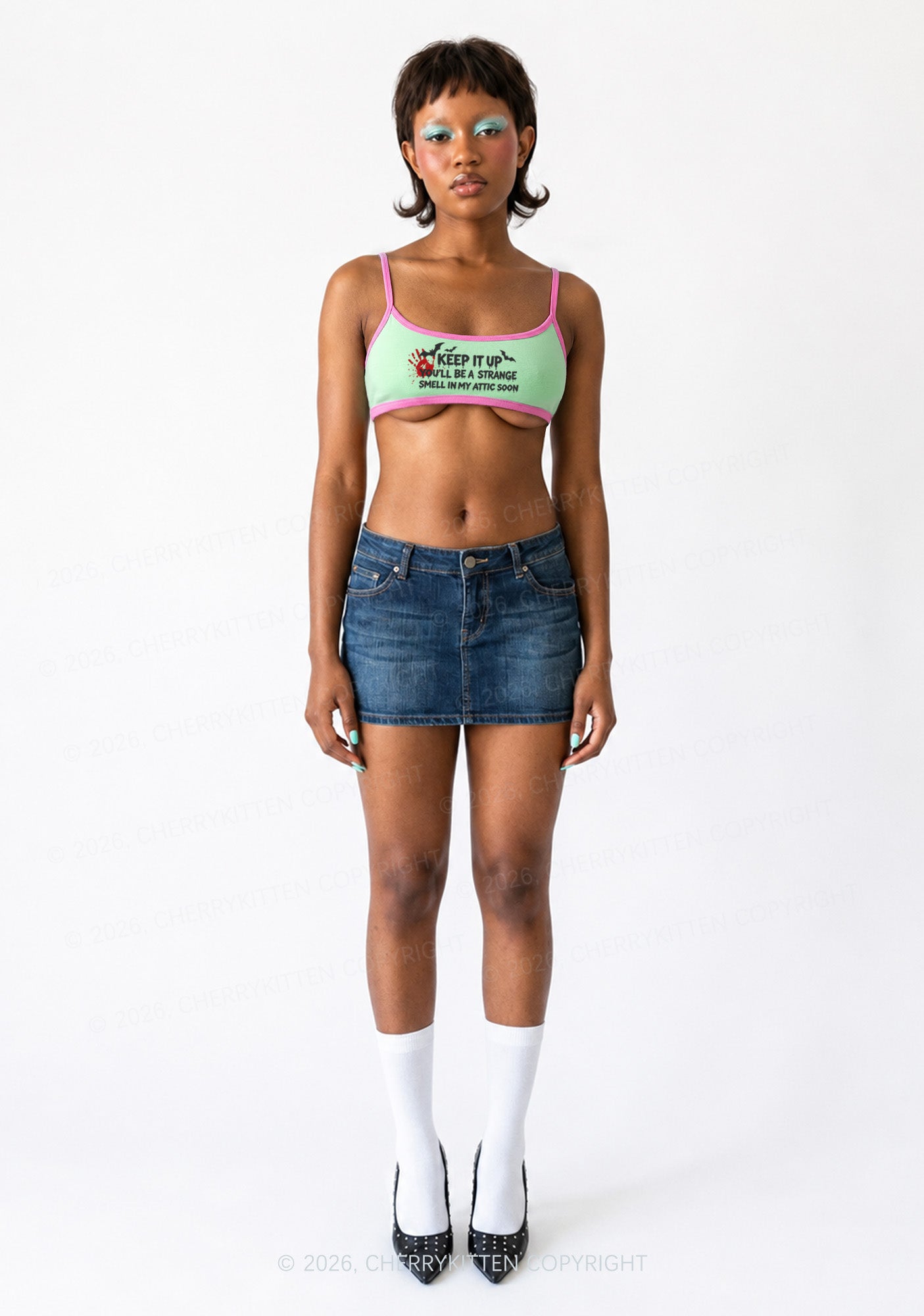 Halloween Strange Smell In My Attic Y2K Super Crop Cami Cherrykitten