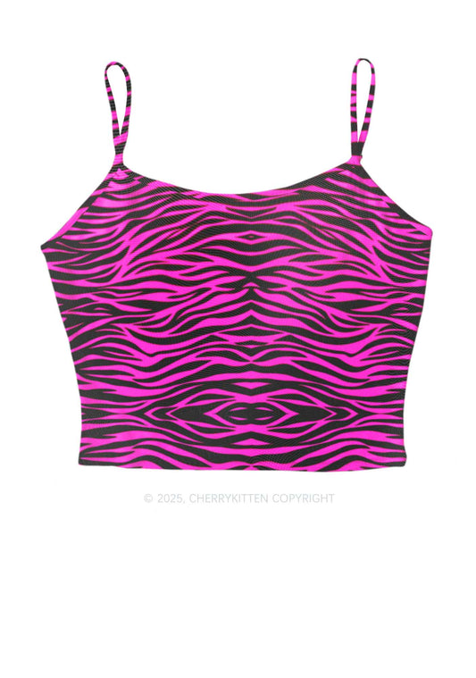 Pink Zebra Y2K Mesh Cami Tank Cherrykitten