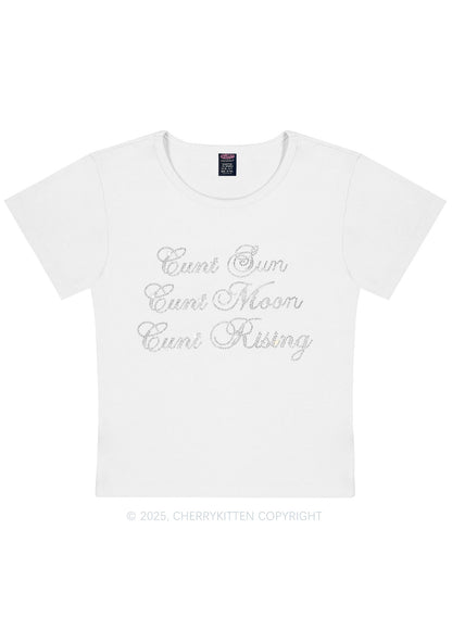 Rhinestone Sun Moon Rising Y2K Baby Tee Cherrykitten