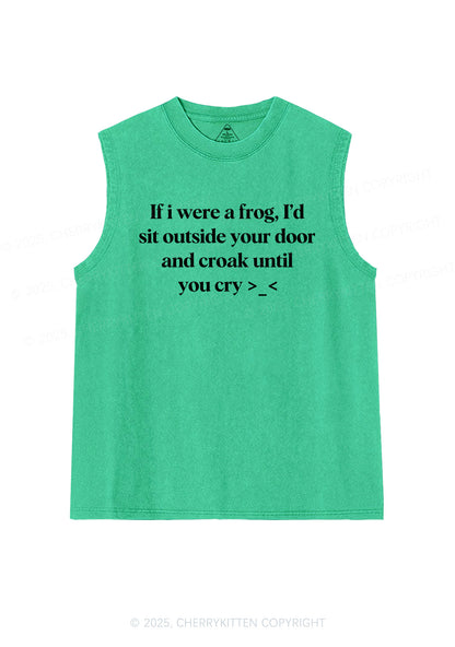 Frog Croak Y2K Washed Muscle Tank Cherrykitten