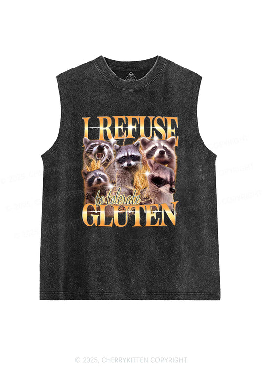Raccoons Refuse Tolerate Gluten Y2K Washed Muscle Tank Cherrykitten