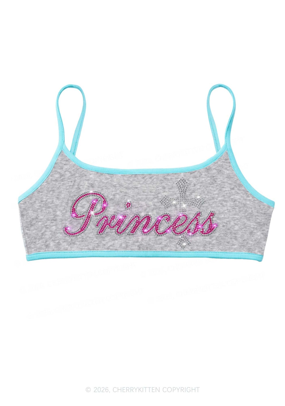 Rhinestone Princess Cross Y2K Super Crop Cami Cherrykitten