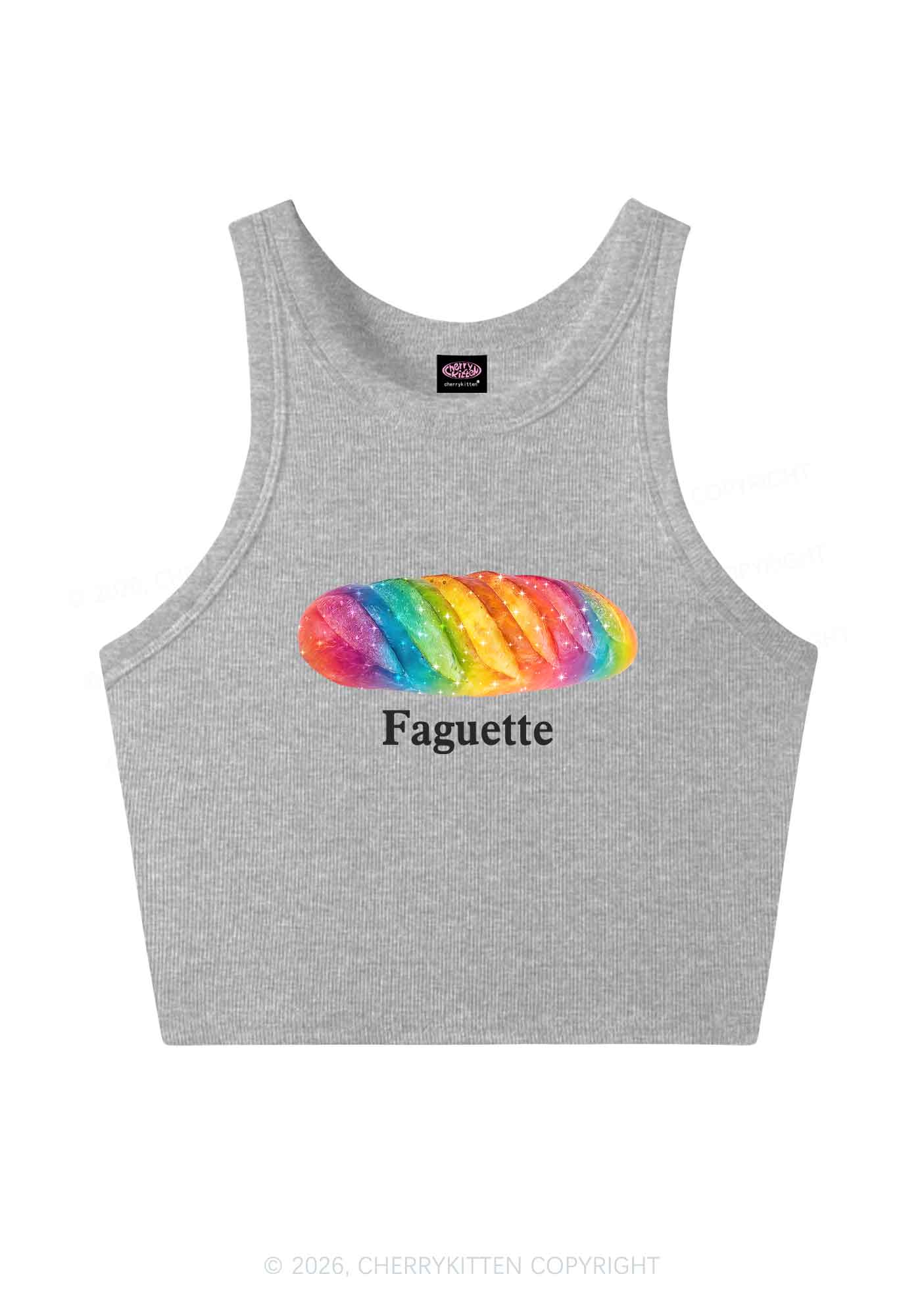 Rainbow Faguette Pride Y2K Crop Tank Top Cherrykitten