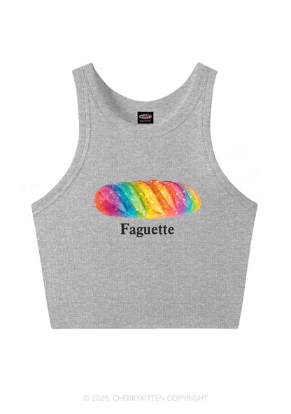 Rainbow Faguette Pride Y2K Crop Tank Top Cherrykitten