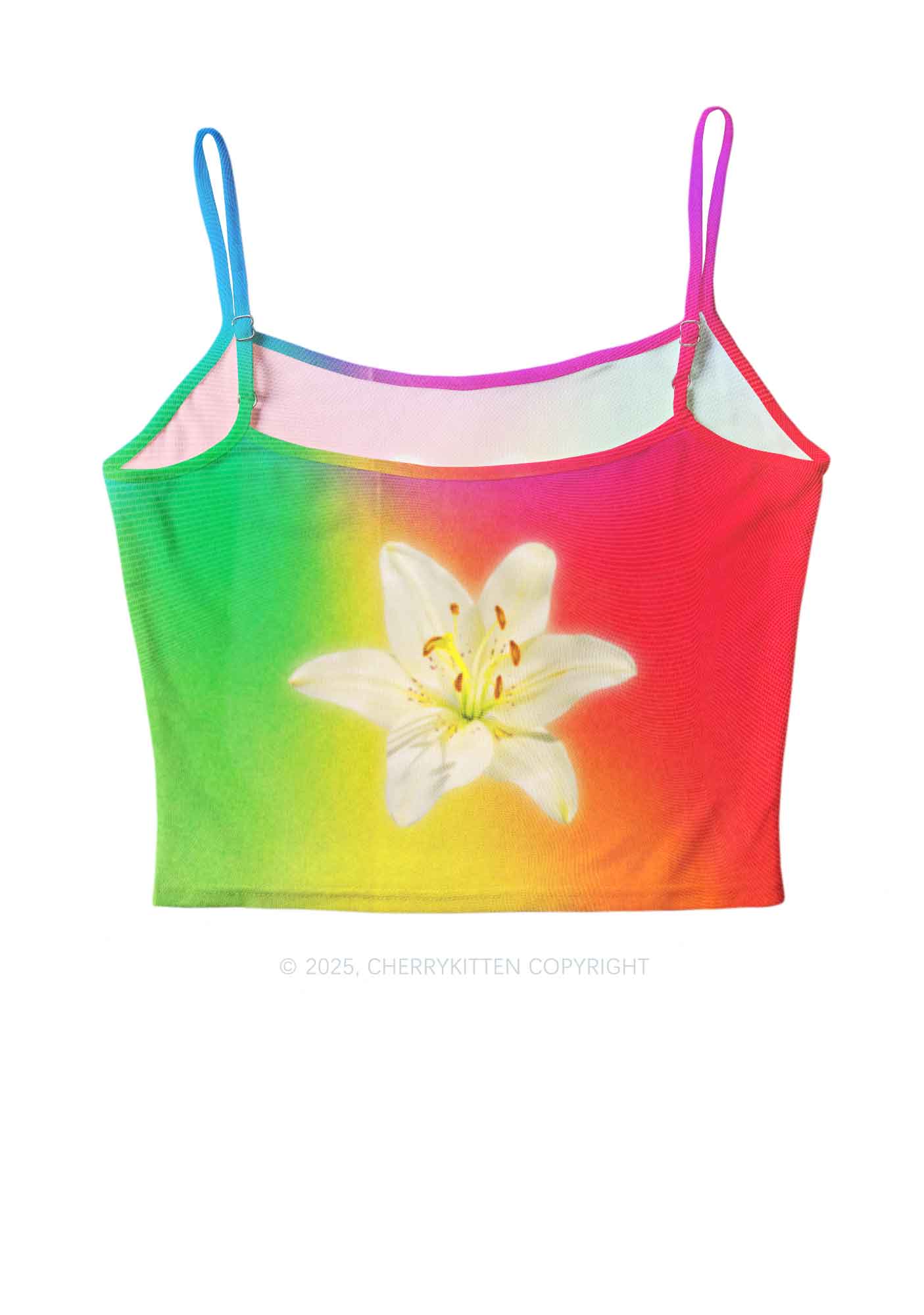 Lily in Rainbow Pride Y2K Mesh Cami Tank Cherrykitten
