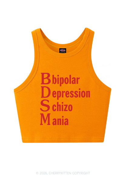 Bipolar Depression Schizo Mania Y2K Crop Tank Top Cherrykitten
