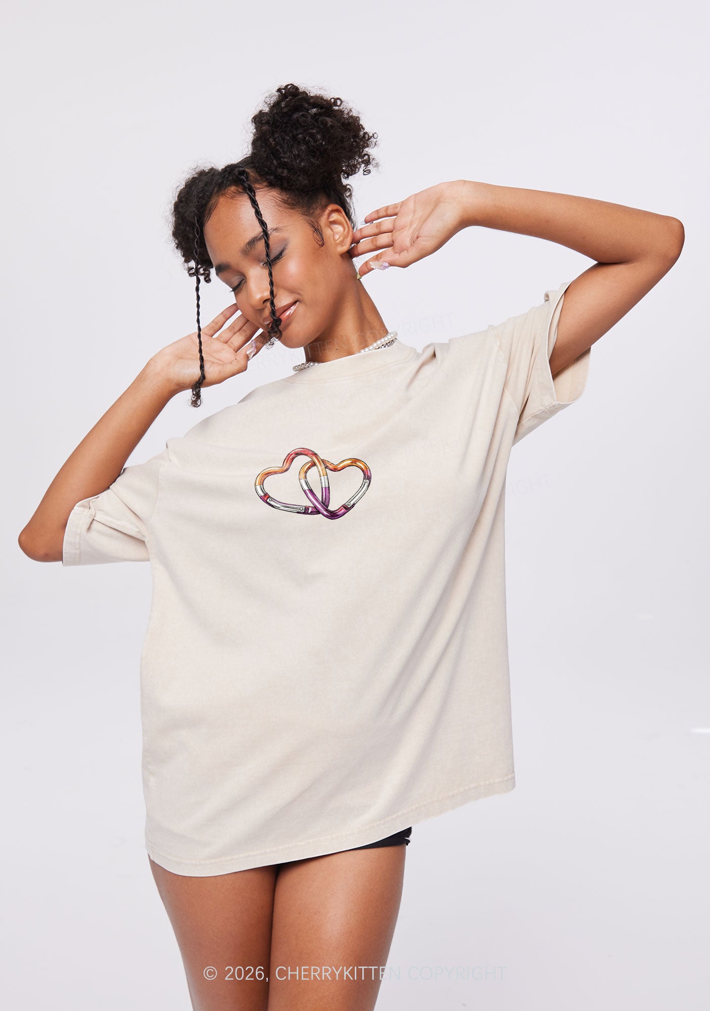 Carabiner Hearts Pride Y2K Shirts Washed Tee Cherrykitten