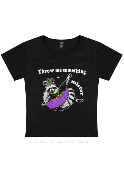 Throw Me Something Mister Raccoon Y2K Baby Tee Cherrykitten