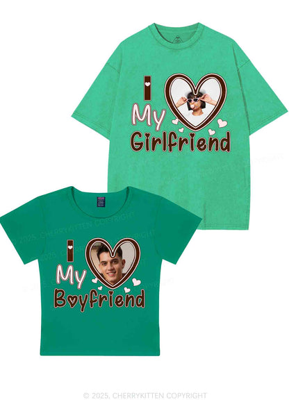 Custom BF GF Brown Heart Y2K Valentine's Day Couple Shirt Cherrykitten