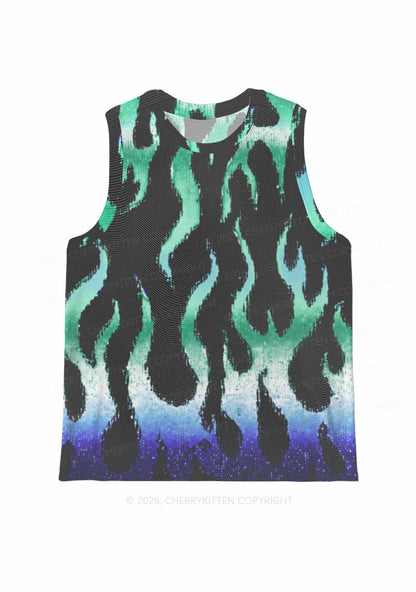 Gay Flame Pride Y2K Mesh Muscle Tank Cherrykitten