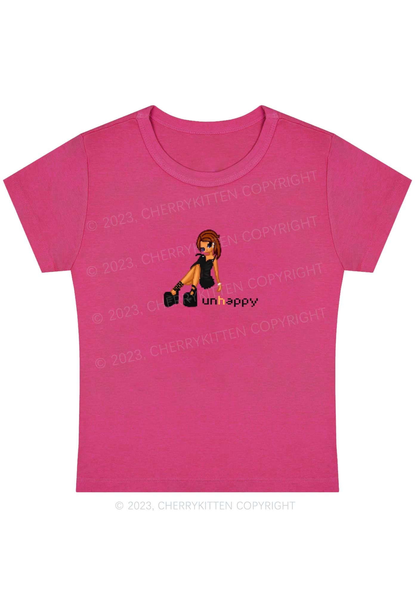 Curvy Unhappy Punk Girl Y2K Baby Tee Cherrykitten