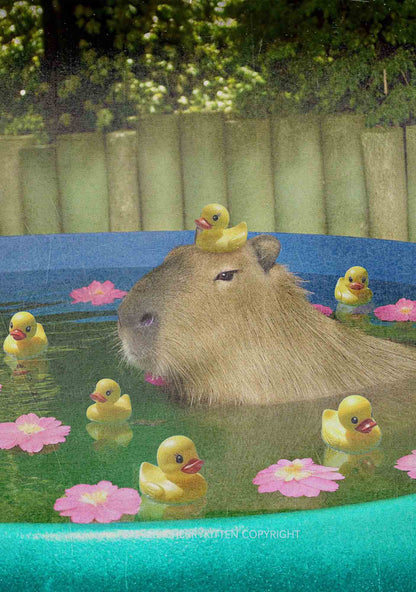 Swimming Capybara Y2K Print Cami Crop Top Cherrykitten