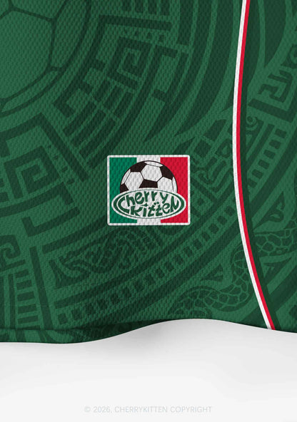 Custom Green Mexico Totem Art Y2K Crop Sport Jersey Shirts Cherrykitten