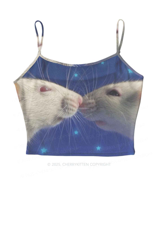 Kissing Rats Y2K Mesh Cami Tank Cherrykitten