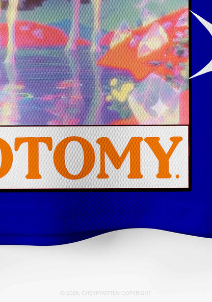 Dark Blue Live Laugh Lobotomy Y2K Crop Sport Jersey Shirts Cherrykitten