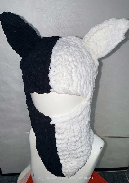 Halloween Colorblock Cat Y2K Knitted Balaclava Cherrykitten