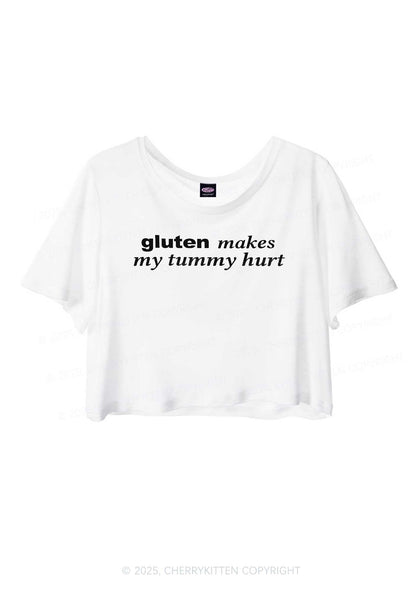 Gluten Makes Tummy Hurt Y2K Sheer Crop Tee Cherrykitten
