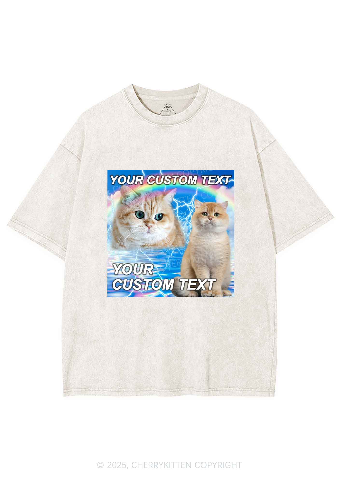 Custom Text Your Kitten Y2K Shirts Washed Tee Cherrykitten
