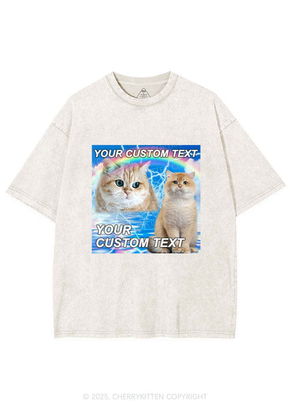 Custom Text Your Kitten Y2K Shirts Washed Tee Cherrykitten