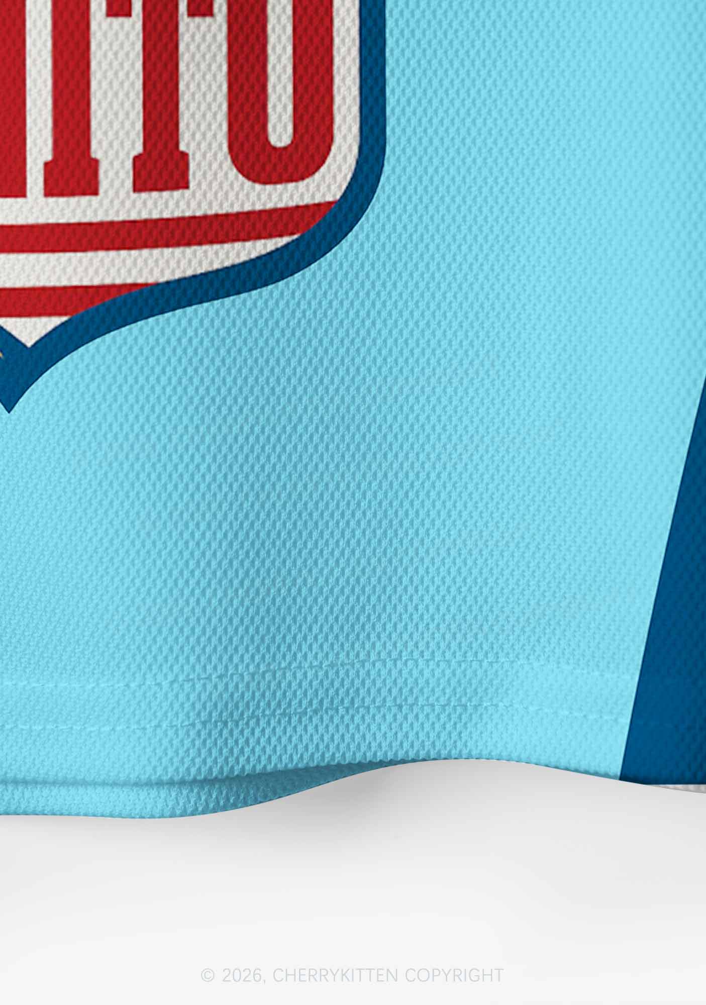Blue Team Bunny Y2K Crop Sport Jersey Shirts Cherrykitten