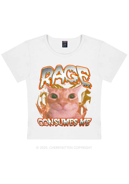 Rage Consumes Me Cat Y2K Baby Tee Cherrykitten