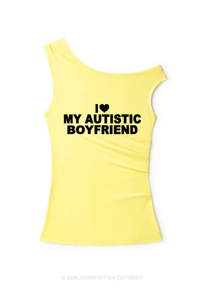 I Love My Autistic BF Valentine's Day Y2K Off Shoulder Tank Top Cherrykitten
