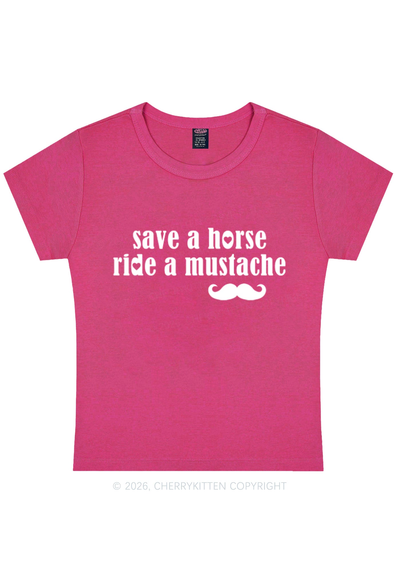 Ride A Mustache Valentine's Day Y2K Baby Tee Cherrykitten