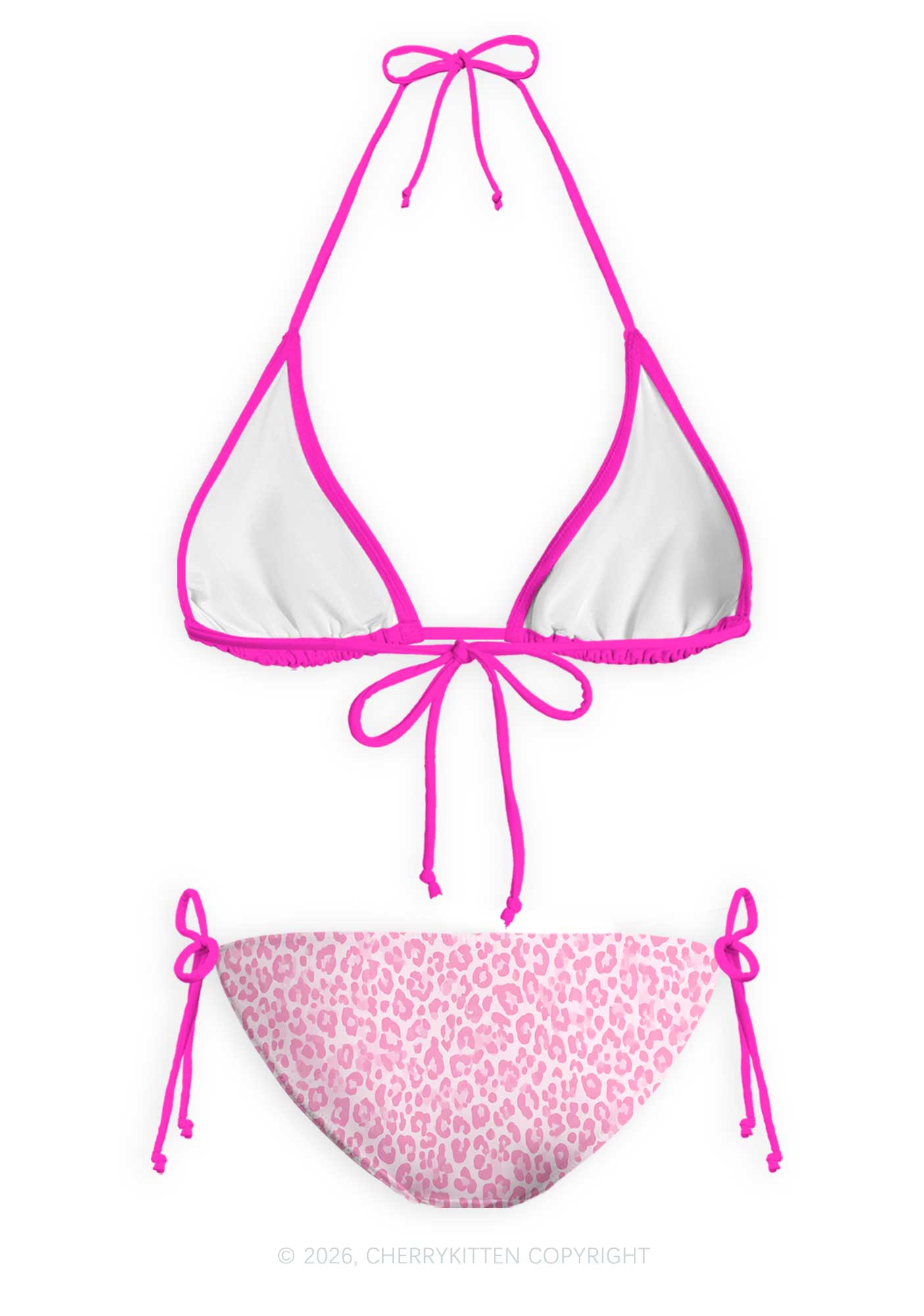 Pink Leopard Y2K Print Bikini Set Cherrykitten