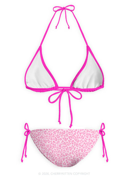 Pink Leopard Y2K Print Bikini Set Cherrykitten