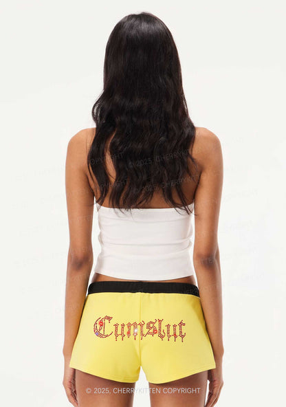 Rhinestone Cxmslxt Y2K Drawstring Mini Shorts Cherrykitten