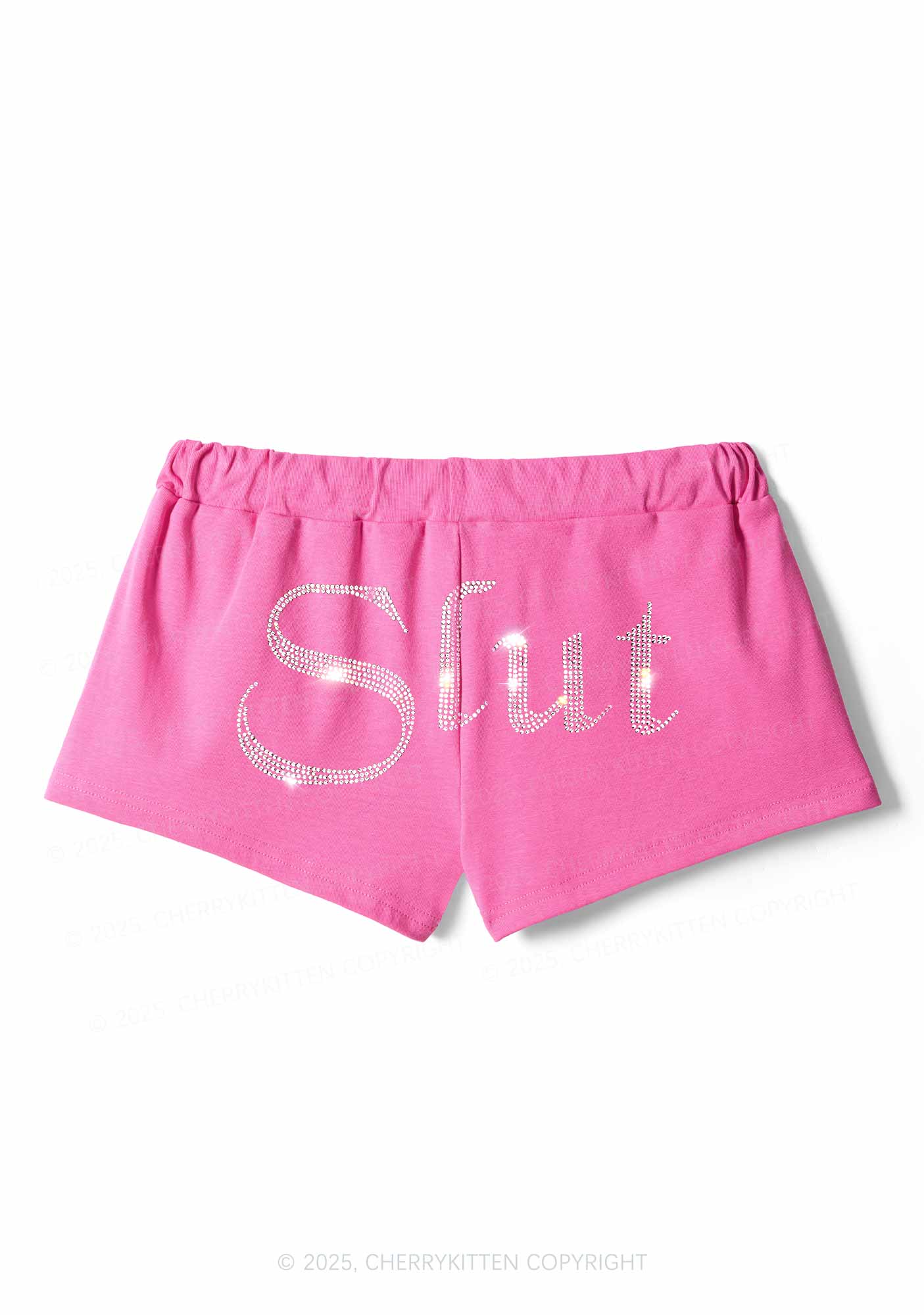 Rhinestone Slxt Y2K Drawstring Mini Shorts Cherrykitten