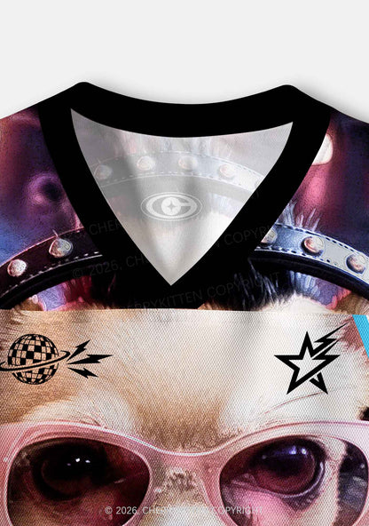 Punk Rock Chihuahua DJ Y2K Crop Sport Jersey Shirts Cherrykitten