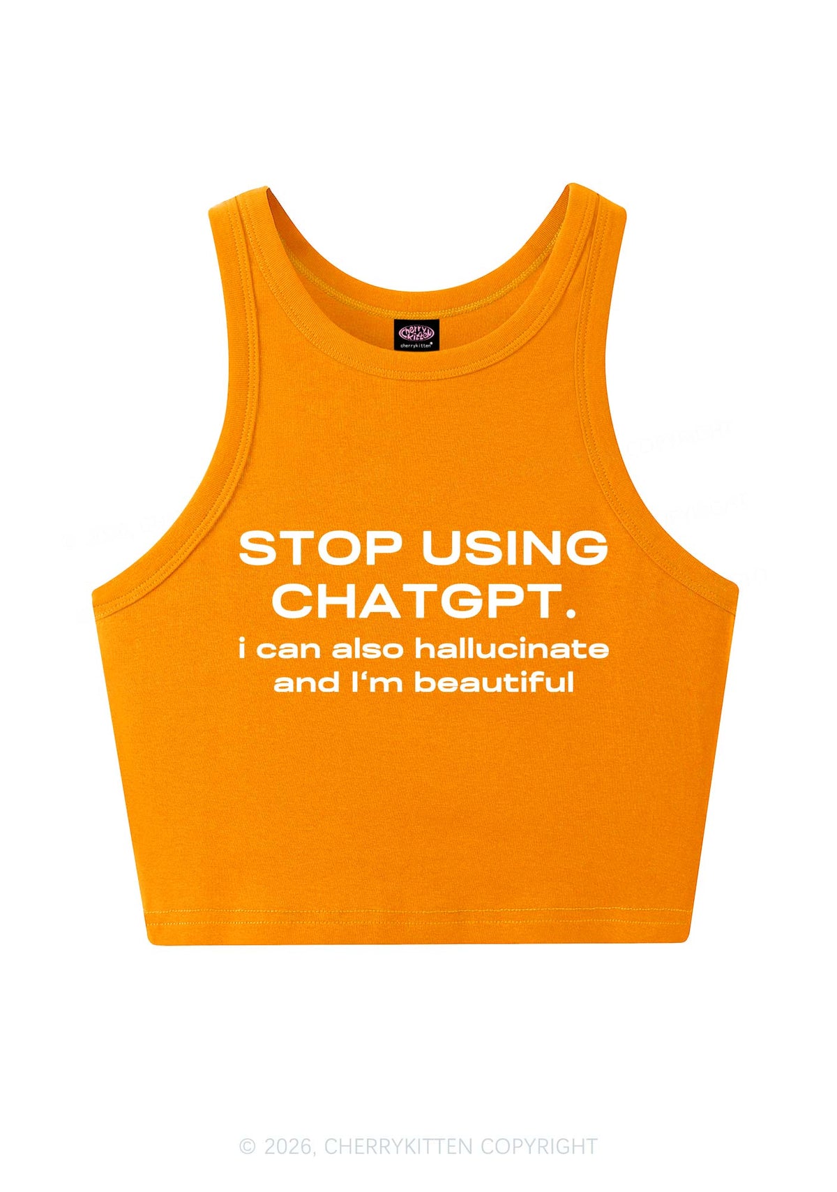 Stop Using GPT Y2K Crop Tank Top Cherrykitten