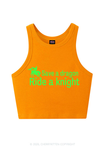 Save Dragon Ride Knight Y2K Crop Tank Top Cherrykitten
